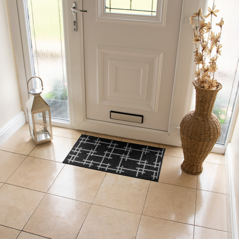 Non-Slip Indoor Doormat, Rectangle W40 x L70 cm, Black