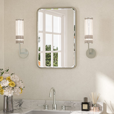 Beveled Bathroom Vanity Mirror with Aluminum Frame, Wall Accent Mirror, Tempered Glass