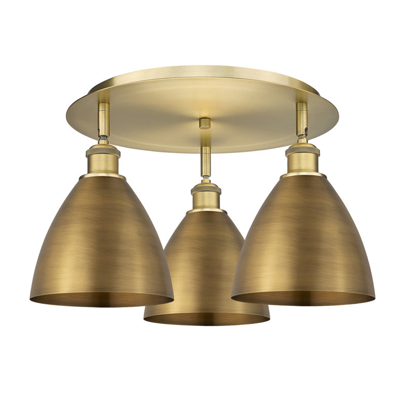 Plafonnier encastré 3 lumières 7,5 po Allare, Laiton brossé, Laiton brossé