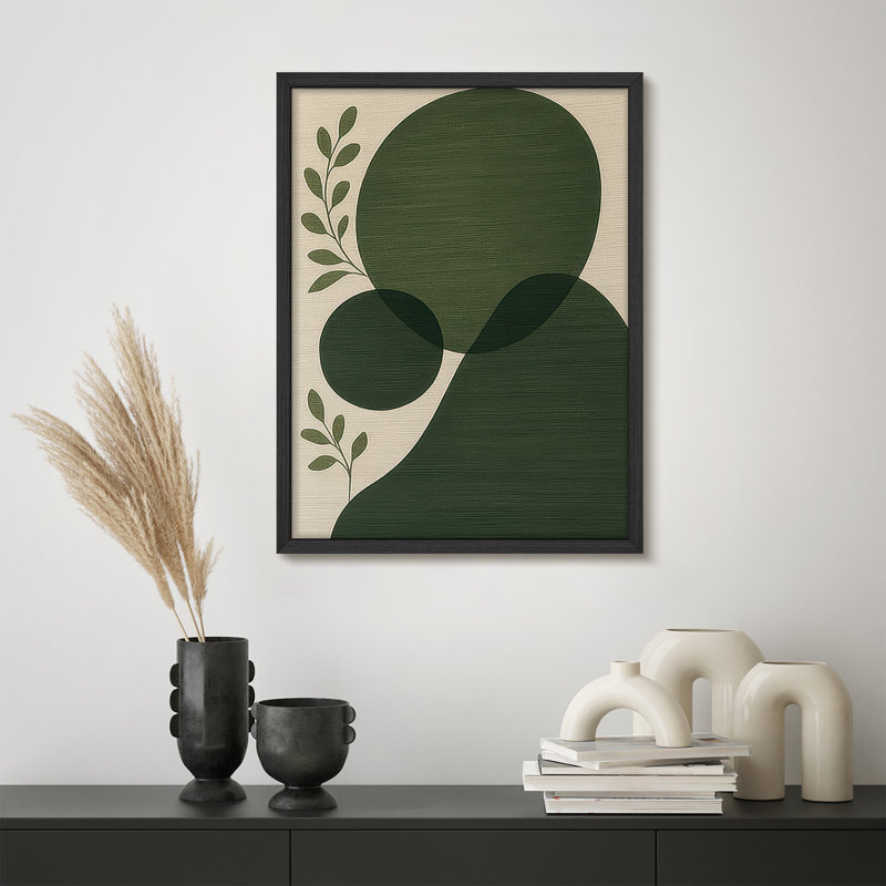 Reproduction d'art encadrée abstraite pour décoration intérieure moderne - 11 po x 14 po, H 14 po x l 11 po, Noir