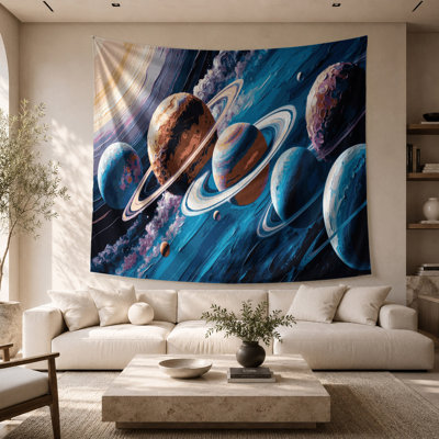 Space Planetary size comparisons Wall Tapestry