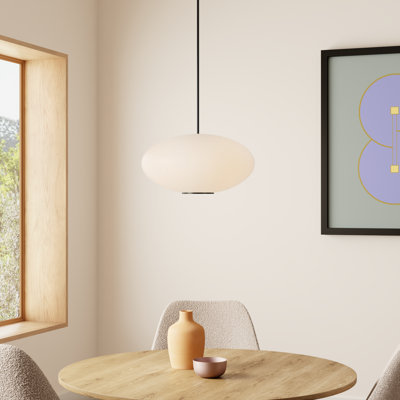 Luminaire suspendu à DEL à intensité variable avec abat-jour ovale en verre, température de couleur réglable