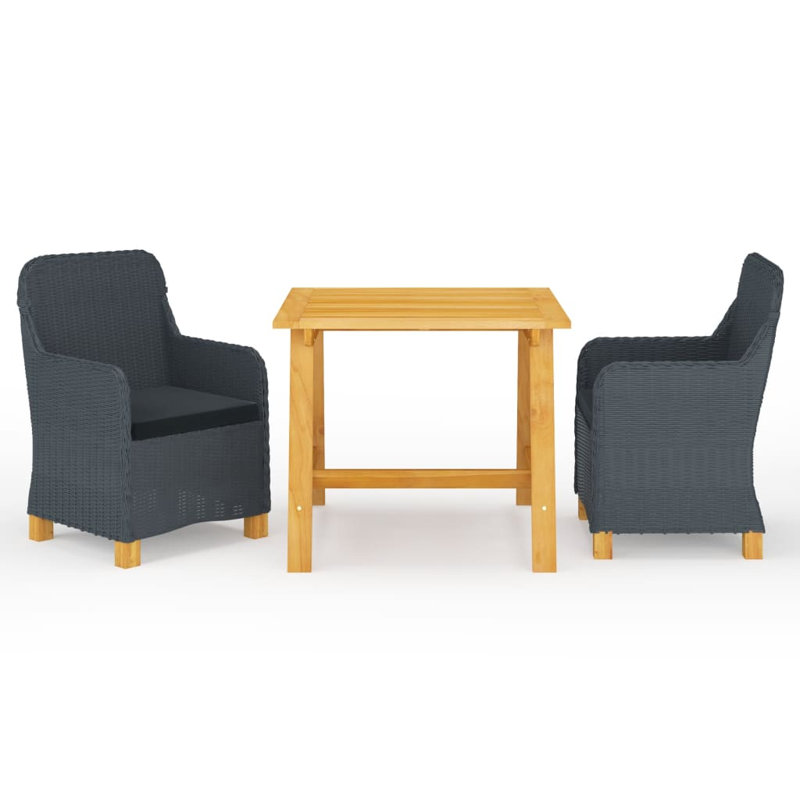 Ensemble repas 3 pièces pour patio, Gris foncé