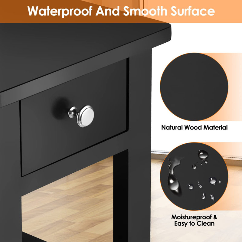 Lakshman End Table with Storage, Black
