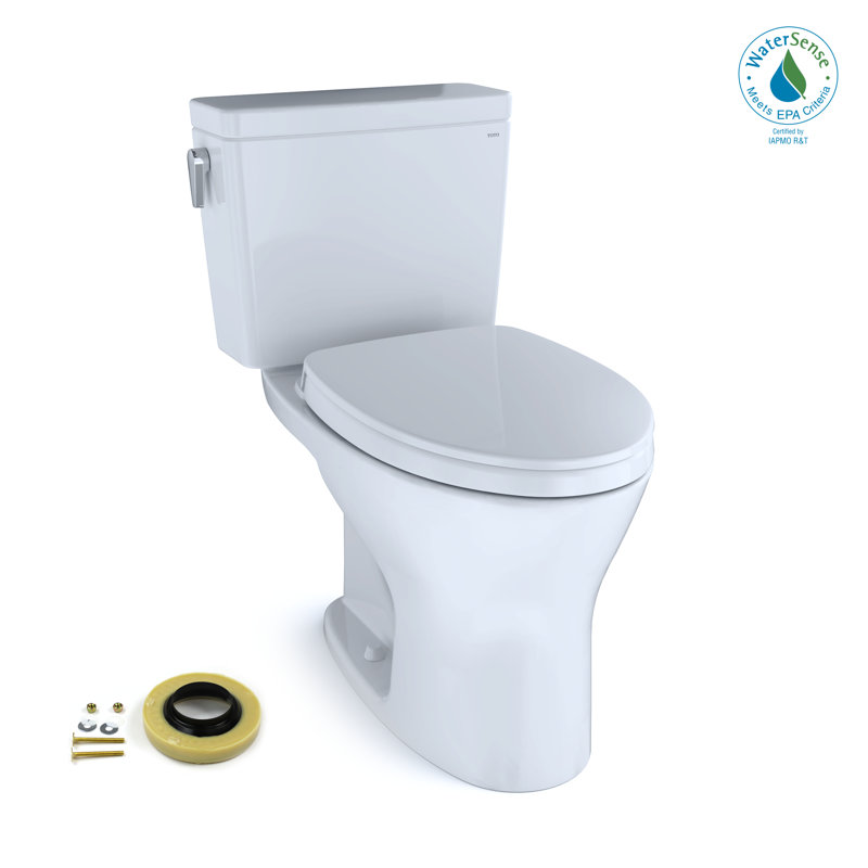 Drake® 1G Two-Piece Elongated Dual Flush 1.0 and 0.8 GPF Universal Height Dynamax Tornado Flush® Toilet With 10 Inch Rough-In and CEFIONTET®, Wax Ring, and Softclose Seat, Washlet+ Ready