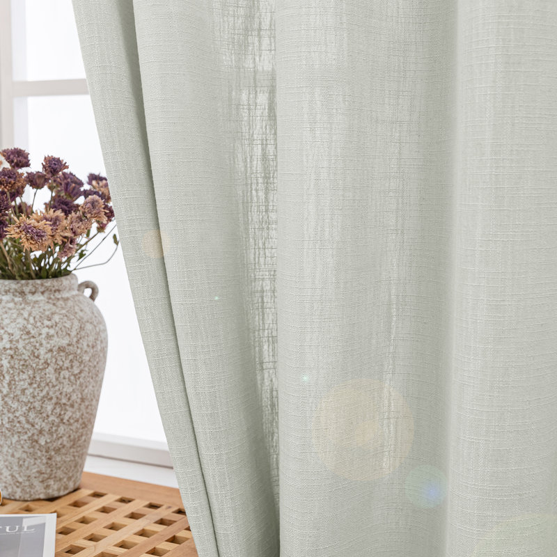 Kambi Linen Blend Semi-Sheer Curtain Panel Pair, Foggy Gray, 52" W x 108" L