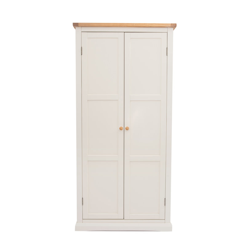 Julianna 2 Door Solid + Manufactured Wood Wardrobe, White