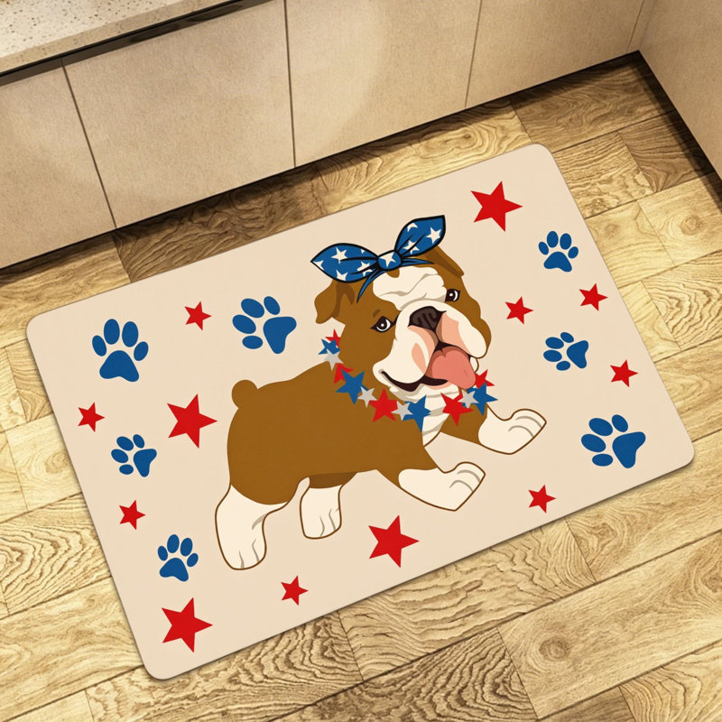 Tapis de bienvenue Patriotic Bow Bulldog