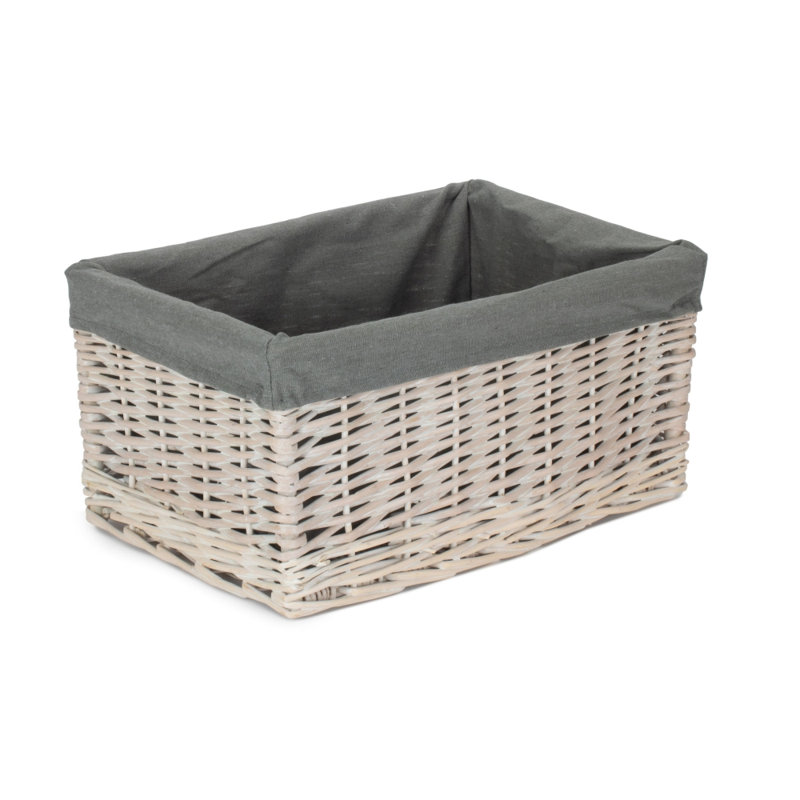 House of Hampton Wicker Decorative Basket, White Wash Grey
