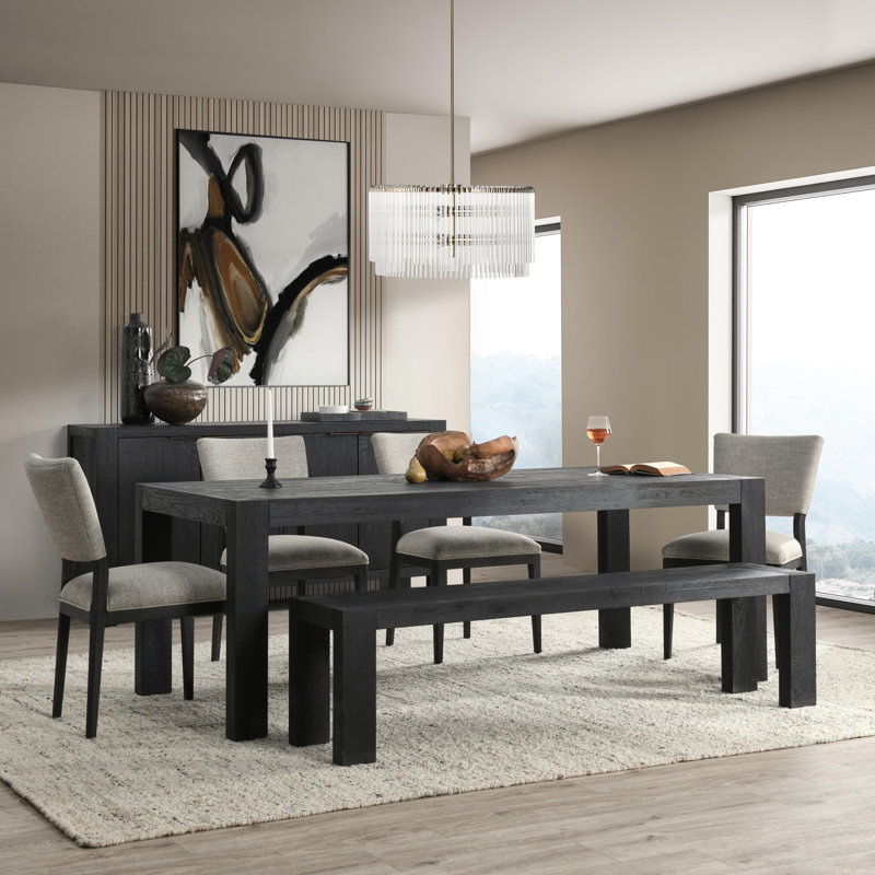 Block 84" Solid Wood Dining Table, Black