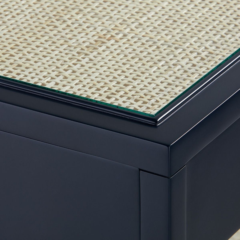 Caanan Glass End Table, Midnight Blue
