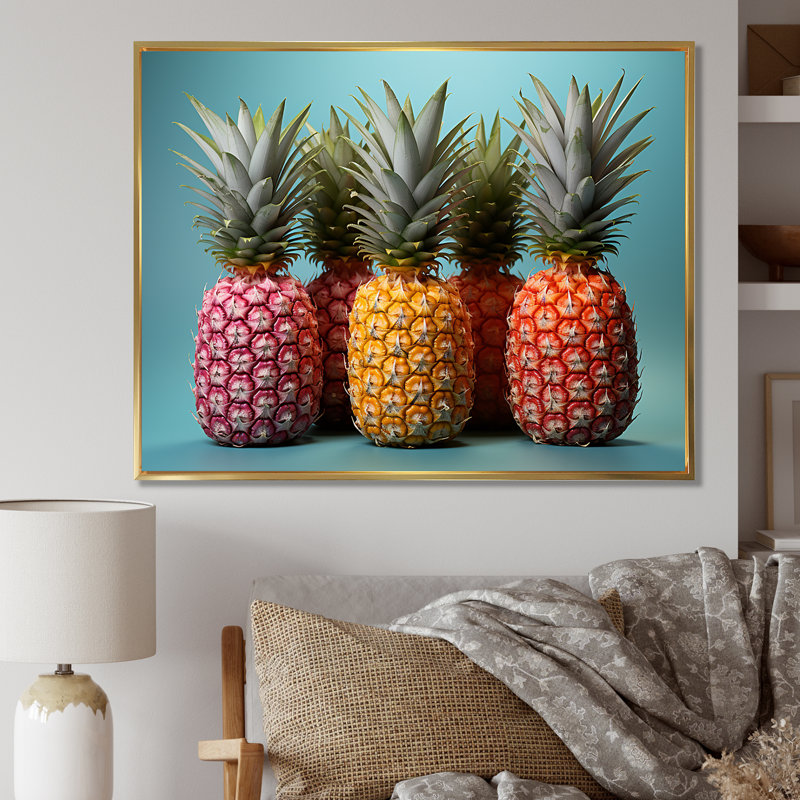 Doux ananas juteux délice I, Cadre flottant doré, H 34 po x l 44 po x P 1,5 po