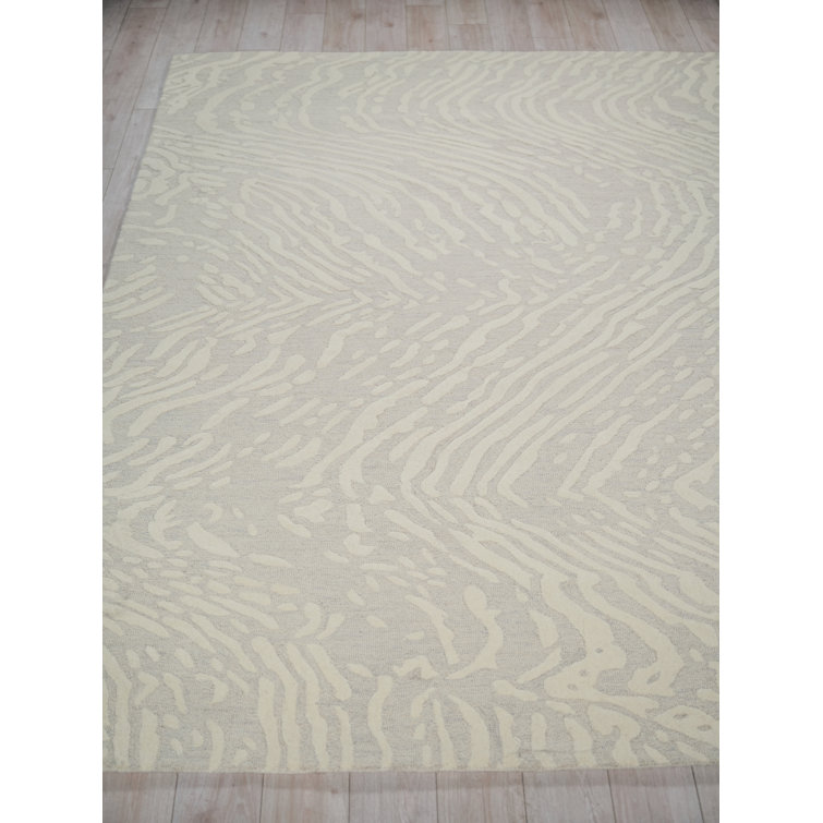 Entro Handmade New Zealand Wool Silver/Ivory Area Rug