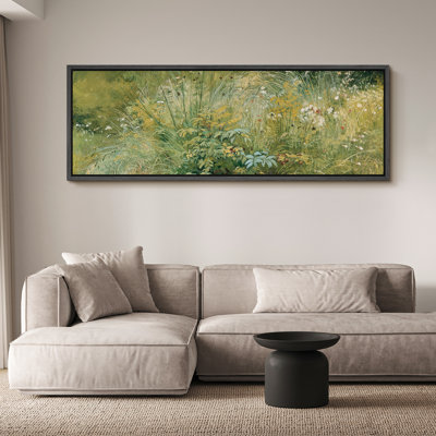 Green Tranquil Meadow Wildflower Grasses Country, reproduction d'art sur toile