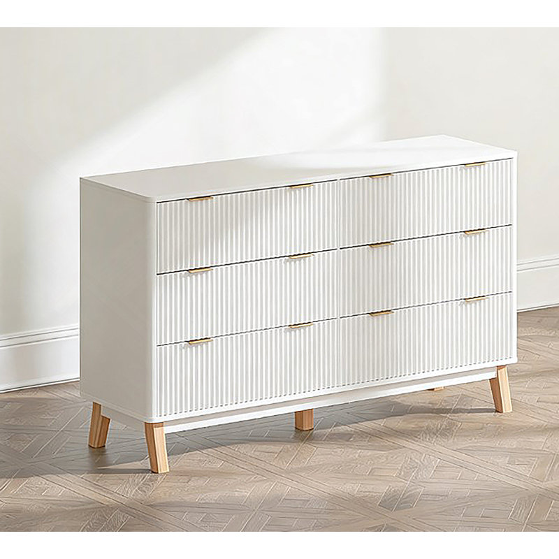Dresser With 6 Drawers For Home, Blanc