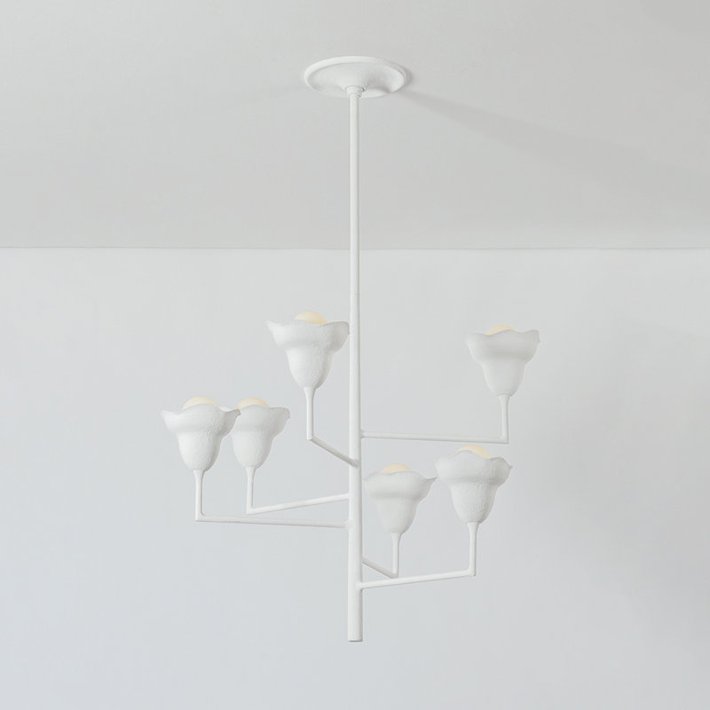 Alora 6 Light Chandelier, White Plaster