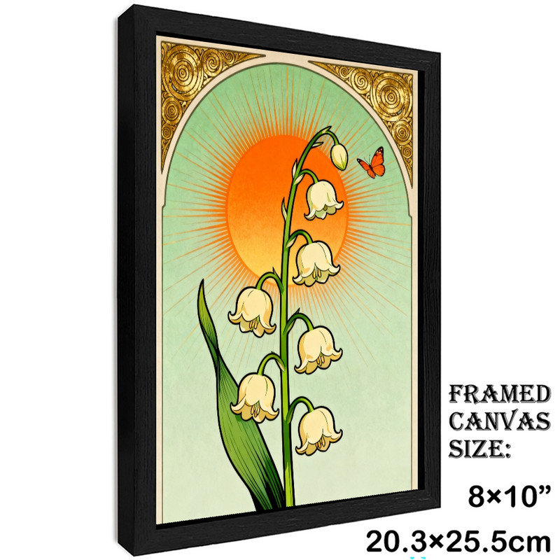 Art mural encadré noir floral et céleste - Boho fantaisiste, décorations rétro, H 11 po x l 9 po