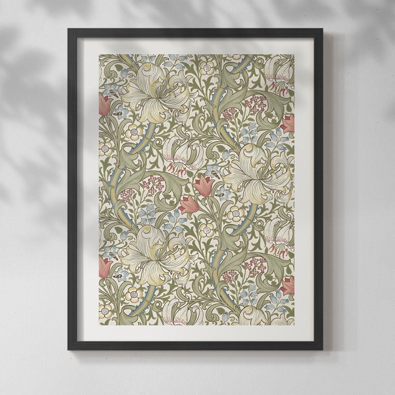 Vintage Floral Print CCCV -Framed Print, 14" H x 11" W, Black