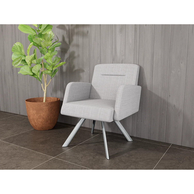 Fauteuil de réception Willow, Plaqué chrome, Gris chambray