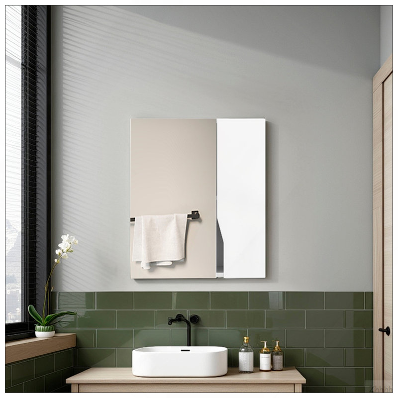 White Wall-Mounted Bathroom Cabinet With Mirror