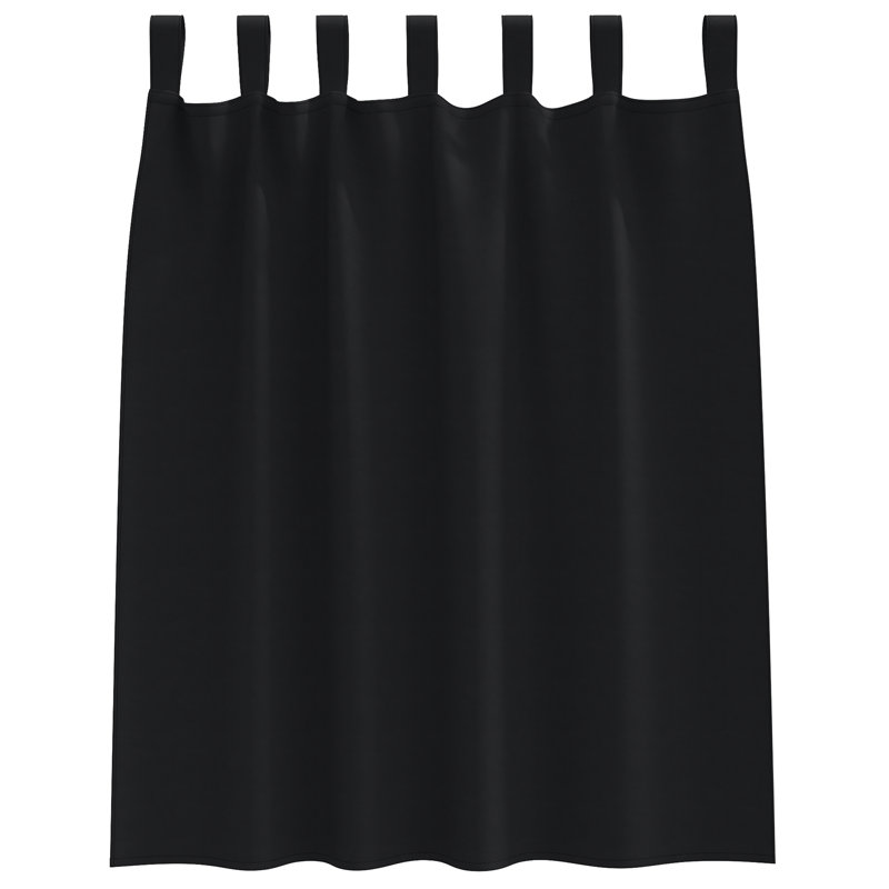 Curtains With Curtains 2 Pcs Polyester, 140cm Width x 140cm Drop, Black