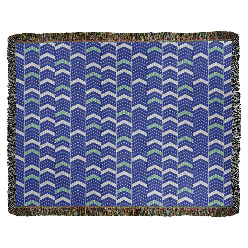 Couverture en coton tissé Rhonda, l 37 po x L 52 po, Bleu / vert trèfle