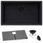 Évier de cuisine à simple cuve en composite de quartz et granite 30 x 18 po Ruvati - Noir minuit --122623168-48744102