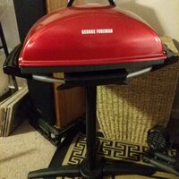 George Foreman 12-Serving Indoor/Outdoor Rectangular Electric Grill, Red,  GFO201R 