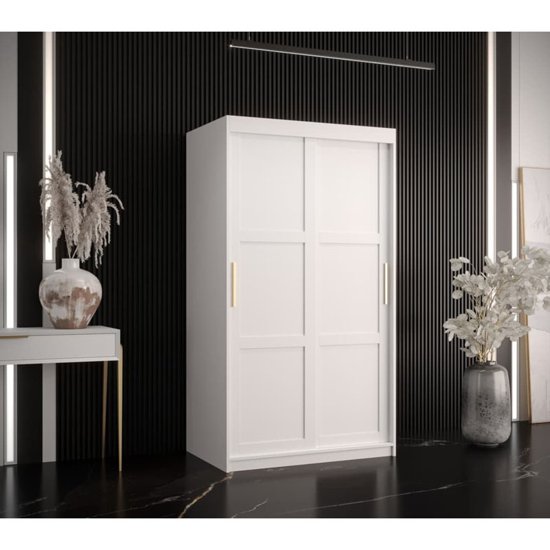 Arnola 2 Door Manufactured Wood Wardrobe, 200 H x 100 W x 62 D cm, White