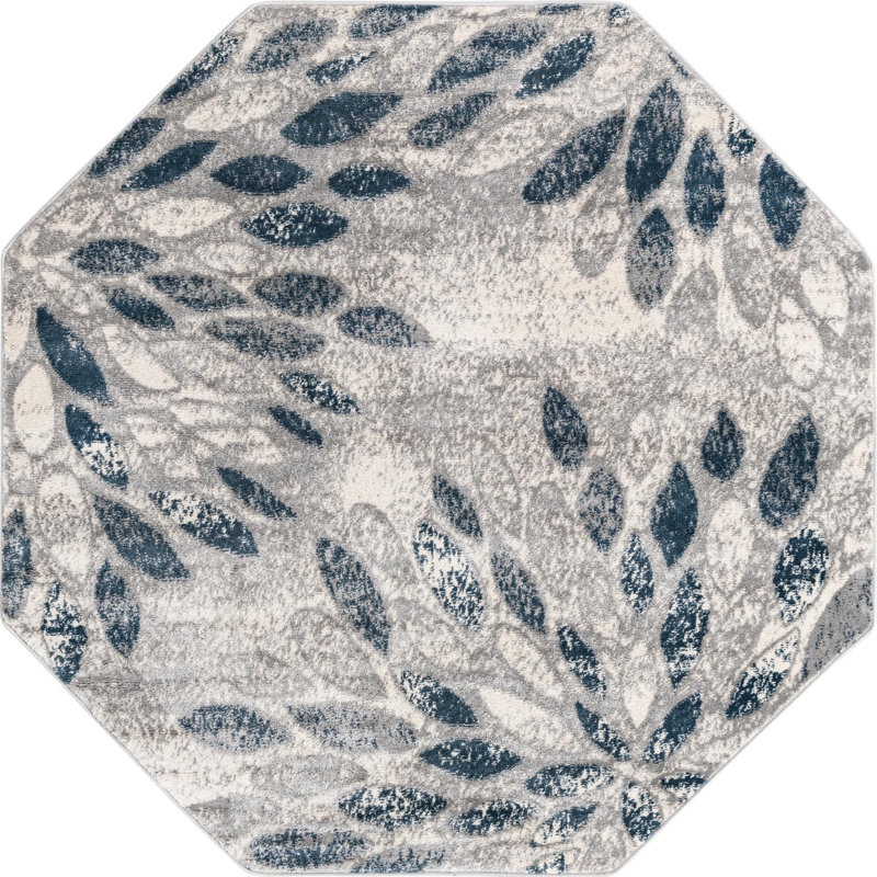 Aamia Abstract Area Rug, Octagon 8' x 8', Gray