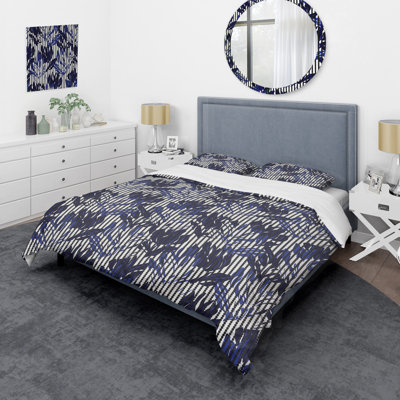 Ensemble de housse de couette en microfibre noir / blanc / bleu 3 pièces