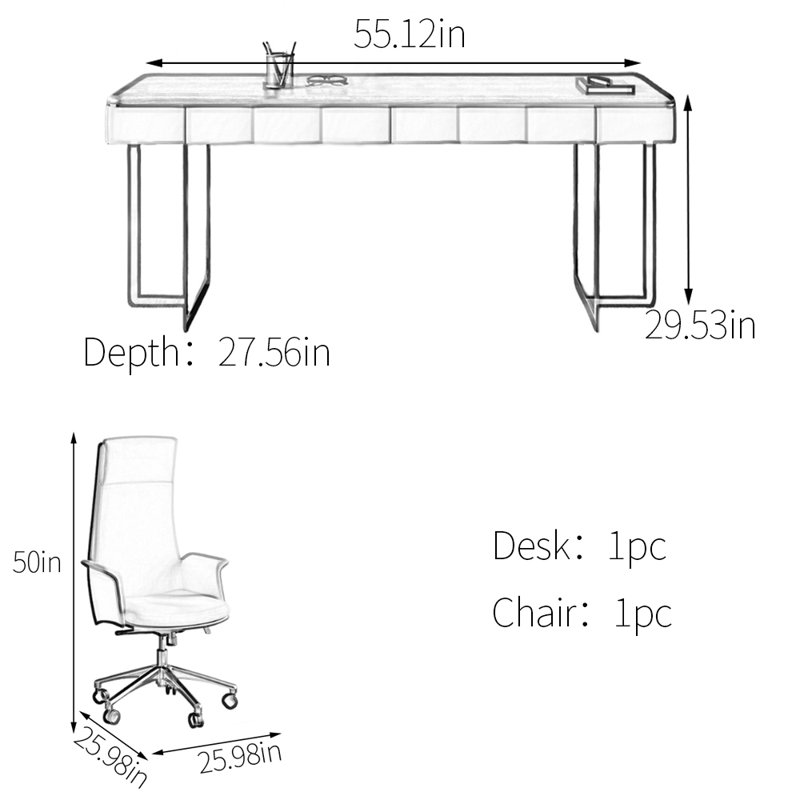 Bureau minimaliste avec tiroirs, Brun