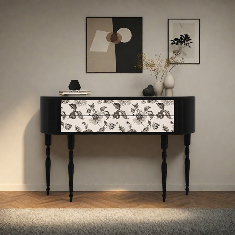 Console rétro élégante avec 2 tiroirs, H 35,43 po x l 55,12 po x P 11,81 po