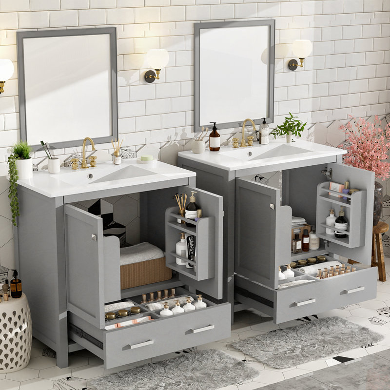 Bathroom Vanity Set with Double Vanities (Separate), Grey