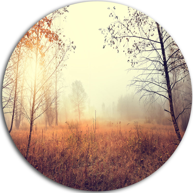 23" Round Metal Print of Serene Autumn Landscape