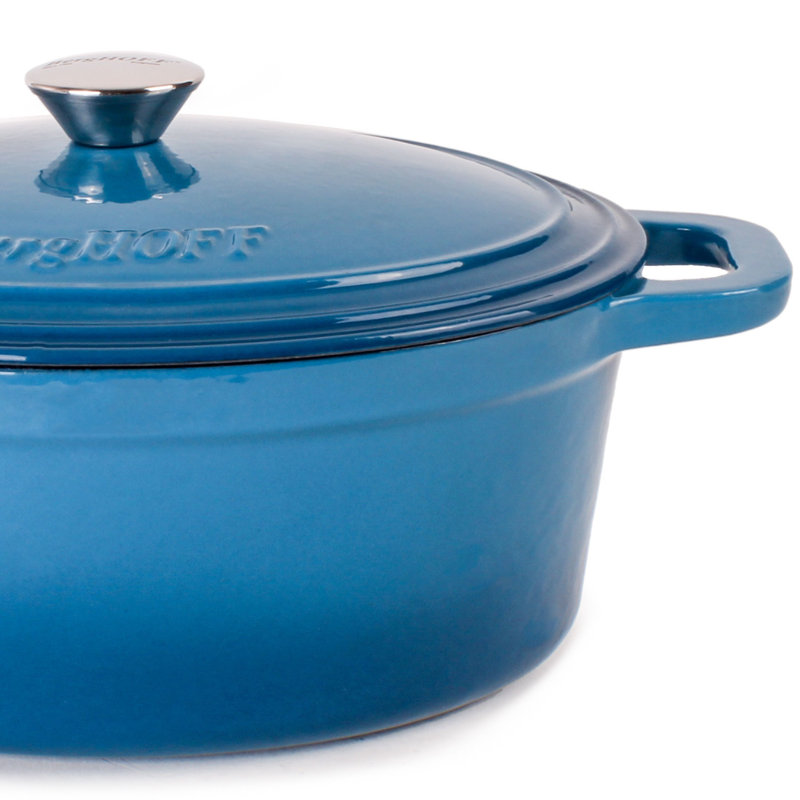 BergHOFF Neo 8 Qt. Cast Iron Oval Casserole with Lid, Blue