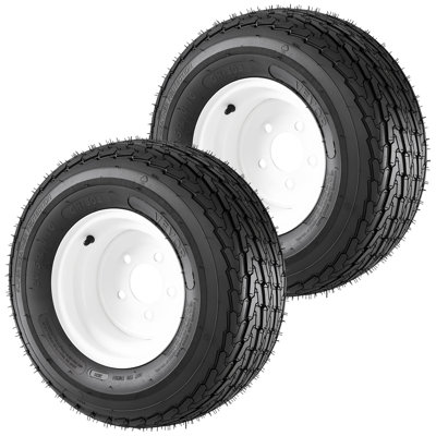 Trailer Tire Rim Assembly 20.5x8-10 with 5 Lug on 4.5 in PCD, 6 Ply Load Range C Trailer Tire on 10" White Rims, 2.8 in Center Bore, Max Load 1100LBS 50PSI for Utility/Boat/Camper Trailers