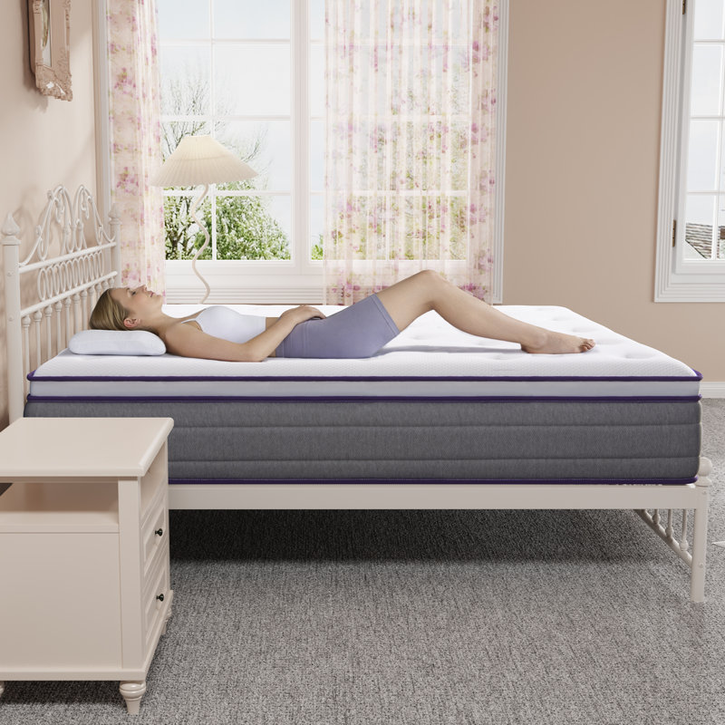24Cm Memory Foam Pockect Sprung Coils Hybrid Mattress For Lower Motion, Mediun Firm Mattress in-a-Box, Double (4'6)