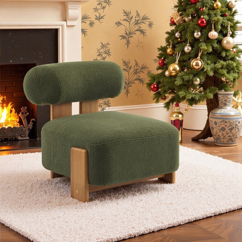 Méridienne moderne 27,25 "avec structure en bois massif et dossier roulé, Vert