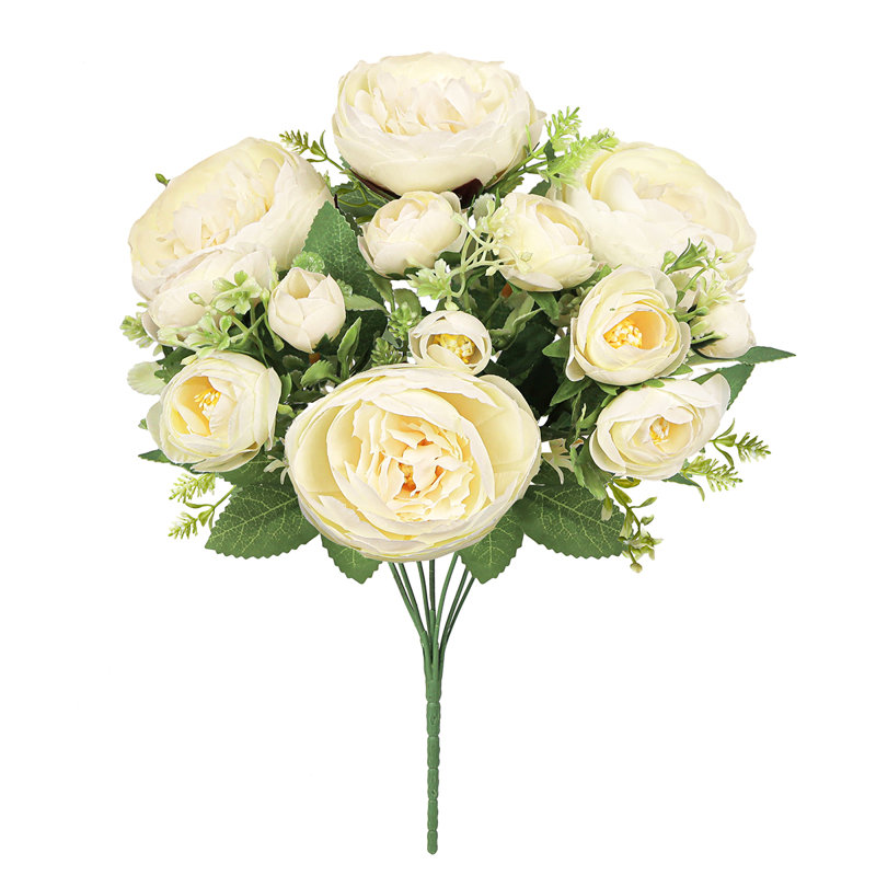 Bouquet de tiges de pivoines artificielles, Ivoire ivoire