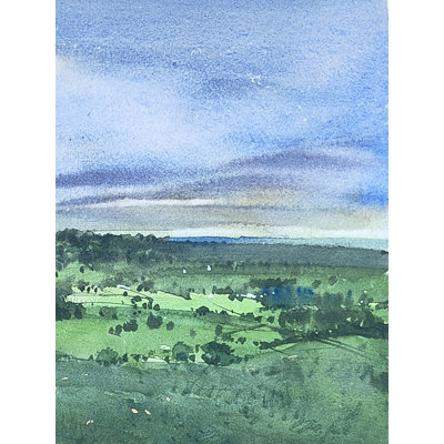 Magnifique paysage de village | Aquarelle sur papier | Par Ravindra Mahale