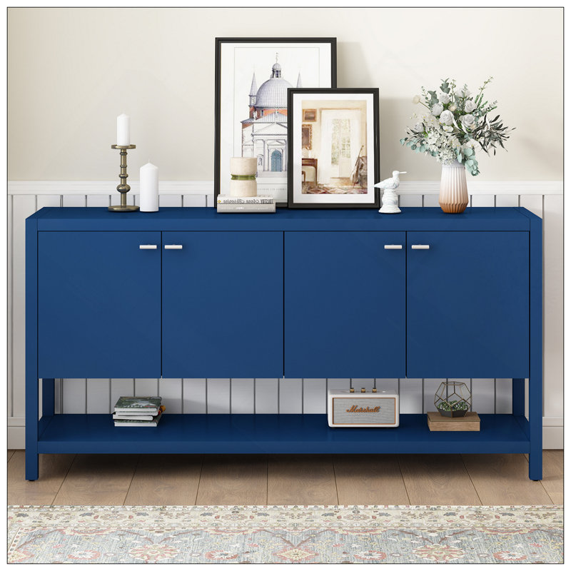 U-Style Functional Entryway Console Table With Ample Storage,Suitable For Study,Entrance And Living Room, Navy Blue