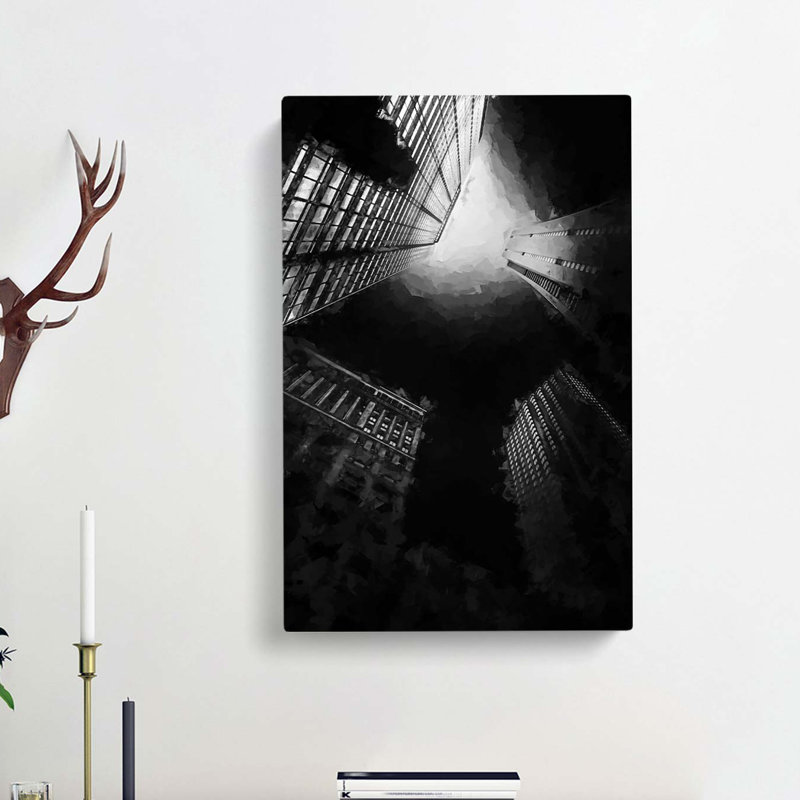 Skyscrapers At Night In Abstract - Wrapped Canvas, 60cm H x 40cm W x 3cm D