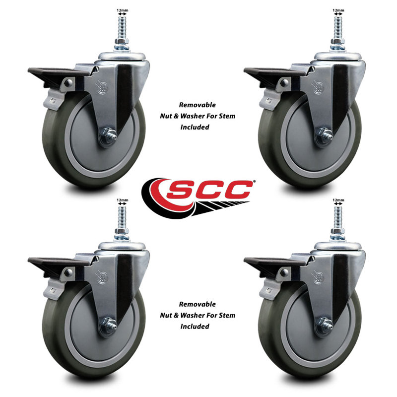 Polyurethane 12MM Threaded Stem Caster with Brake