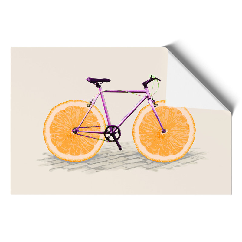 Orange Slice Bicycle - Unframed Graphic Art, 42cm H x 59cm W x 0.1cm D