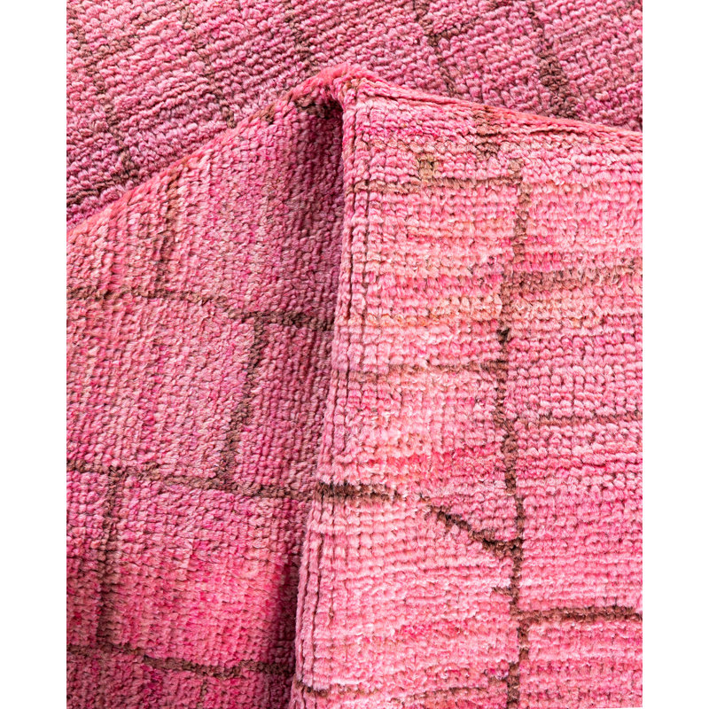 Overdyed Hand-Knotted Wool Modern-Contemporary Pink Area Rug 4' 9" x 7' 10"
