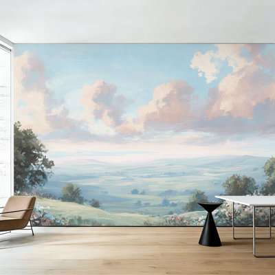 Peel and Stick Wallpaper Vintage Nature Country Landscape Farmhouse Rustic Wildflower Bookish Wall Murals 100"H x 144"W Removable PVC Wall Paper Self-Adhesive Wall Decor for Bedroom Living Room Home Office