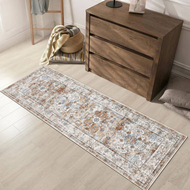 Ottomanson Non Shedding Washable Wrinkle-Free Cotton Flatweave Text 2x5 Laundry Room Runner Rug, 2' x 5', Brown