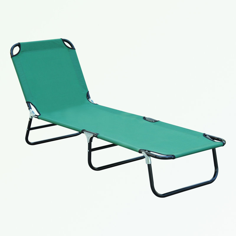 Outdoor Folding Lounge armless Chair with sturdy legs, Black, Green