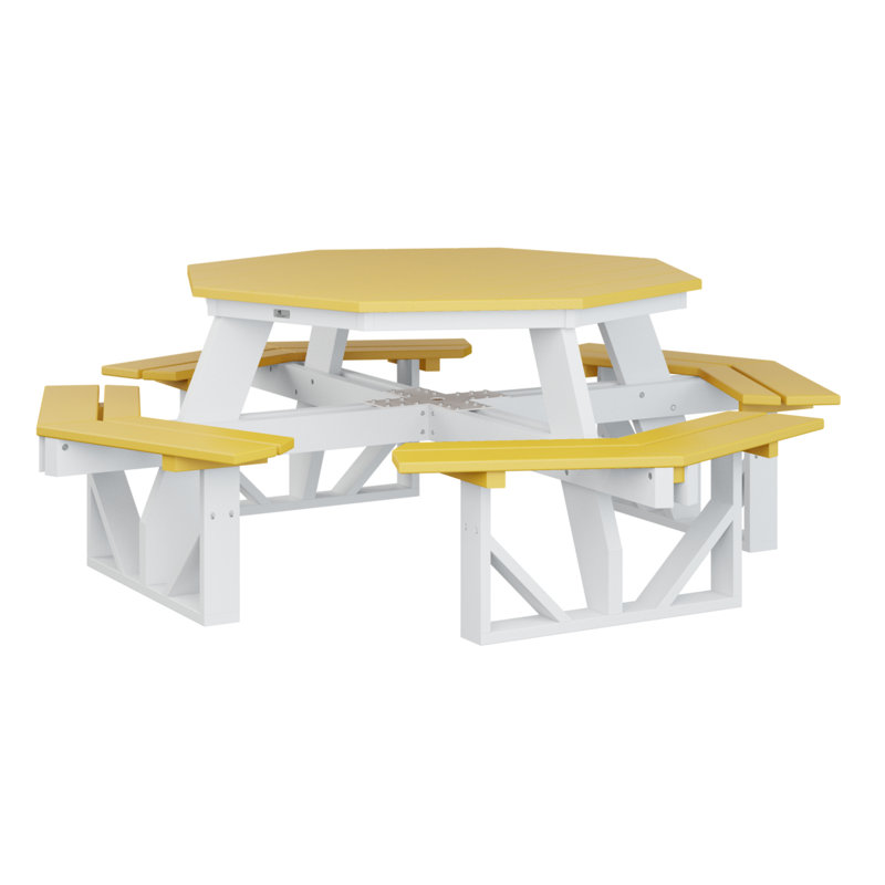 Table de pique-nique Ada , H 29 po x L 85 po x l 85 po, Jaune soleil / blanc
